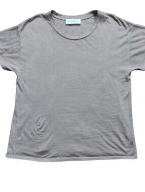 NWOT Self Contrast Anthropologie Taupe Oversized Boxy Tee Top Basic Size Small